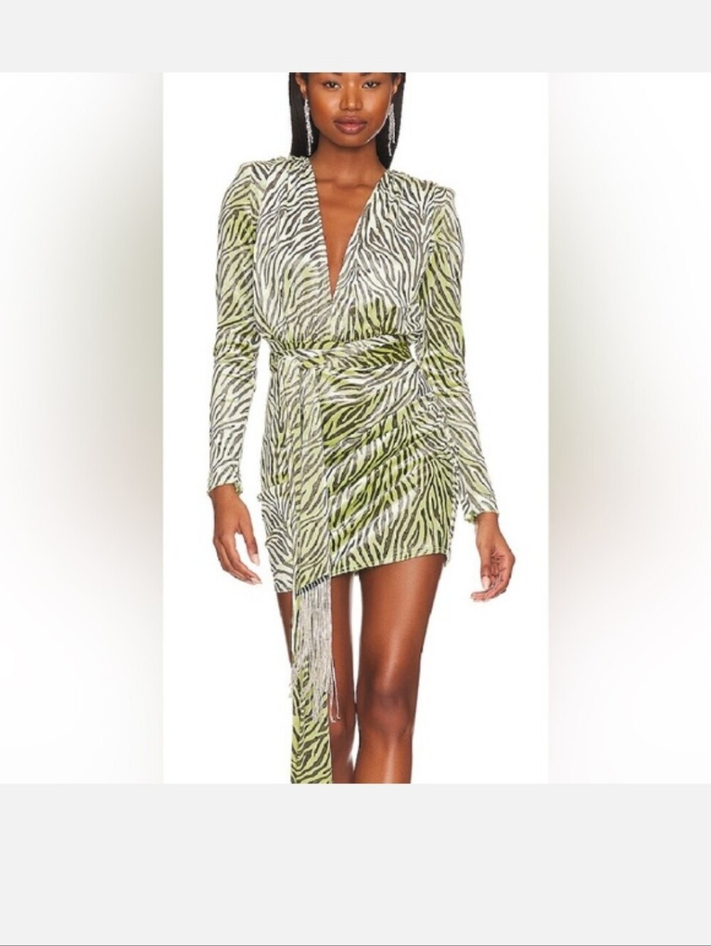 Bronx & Banco Rhianna Velvet Mini Dress & Metal Fringe Belt XL